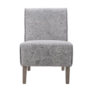 Lily Grey Upholstered Accent Chair with Seashell Pattern