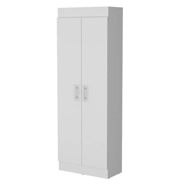 11.90 in. W x 23.60 in. D x 66.80 in. H White Wood Freestanding Linen Cabinet with 5-Shelf for Room in White