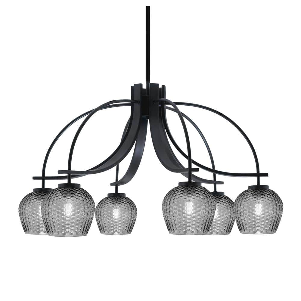 Olympia 18.5 in. 6-Light Matte Black Downlight Chandelier Smoke ...