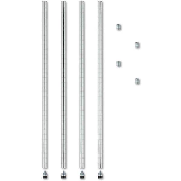 36 in. Stackable Posts for Wire Shelving in Silver (4-Pack)