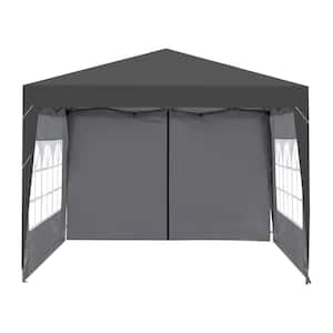 10 ft. x 10 ft. Outdoor Black Pop Up Canopy Tent with Removable Zipper Sidewall,4pcs Weight Sand Bag and Carry Bag