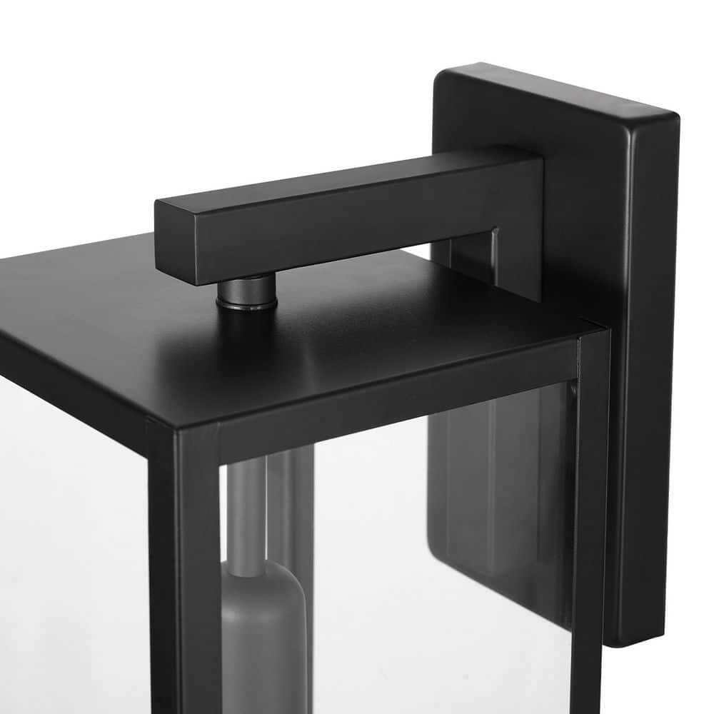 Matte Black Farmhouse Outdoor Wall Lantern with Clear Glass Shade