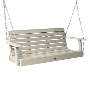 Weatherly 48 in. 2-Person Whitewash Recycled Plastic Porch Swing