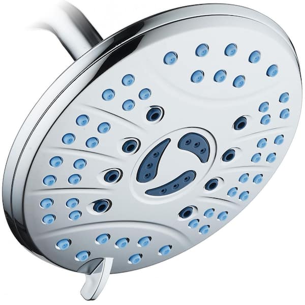 AQUACARE 6-Spray Pattern 2.5 GPM with Floe Rate Giant 7 in. Dia Anti-Microbial Wall Mount Fixed Shower Head in Brushed Nickel