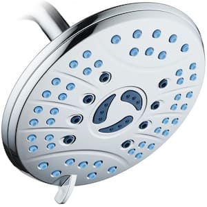 6-Spray Patterns 2.5 GPM Floe Rate Giant 7 in. Anti-Microbial Wall Mount Rainfall Fixed Showerhead in Chrome