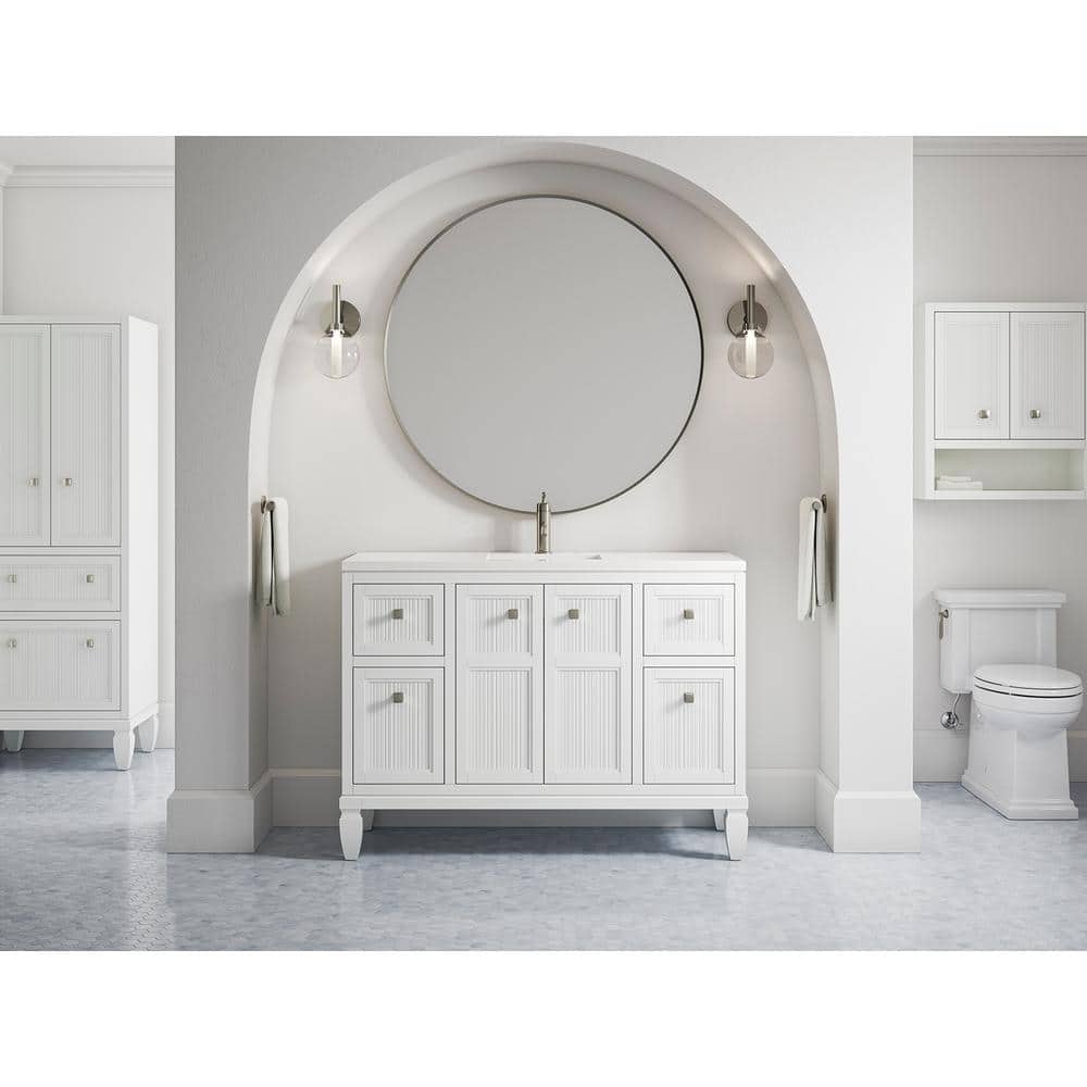 Hearthaven 24" White MDF Wall Cabinet with Nickel Hardware