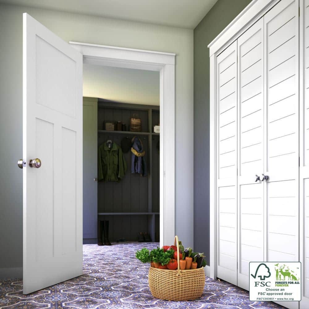 80" x 30" White Primed 5-Panel Solid Pine Interior Door