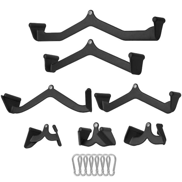 SKYSHALO LAT Pulldown Attachments, Cable Machine Rowing T-bar V-bar 7 Set, Tricep Pull Down Bar, Rubber Coated Handle Grip