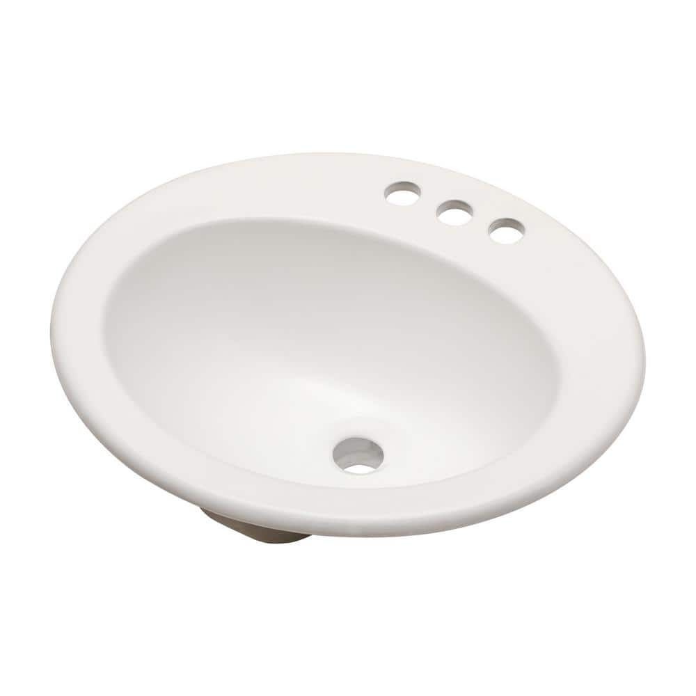 Logmey 20 In Oval Drop In Bathroom Sink In White Ceramic With 3 Faucet   Glossy White Logmey Drop In Bathroom Sinks Dp2018 3 64 1000 