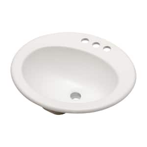 20 in. Oval Drop-In Bathroom Sink in White Ceramic with 3 Faucet Hole