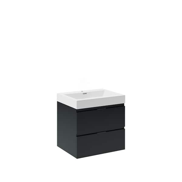 Fresca Valencia 24 in. W Wall Hung Bathroom Vanity in Dark Slate Gray with Acrylic Vanity Top in White