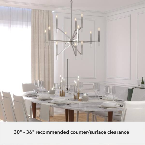 Hunter Sunjai 12-Light Brushed Nickel Candlestick Chandelier