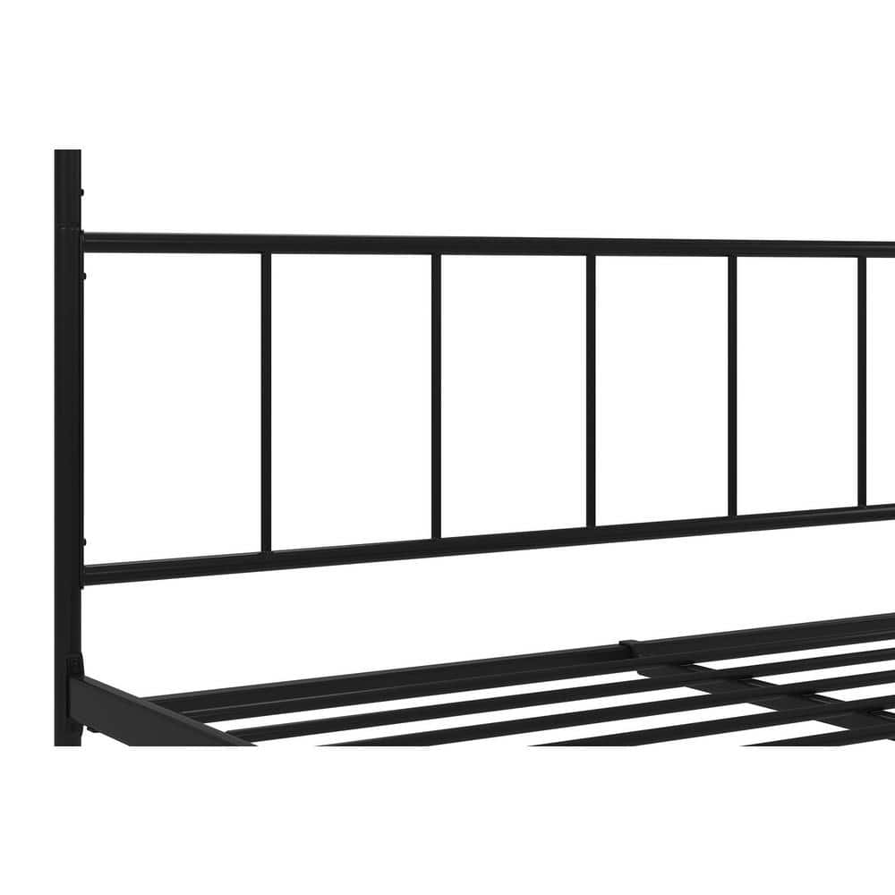 Marion Black Metal Queen Canopy Platform Bed with Headboard