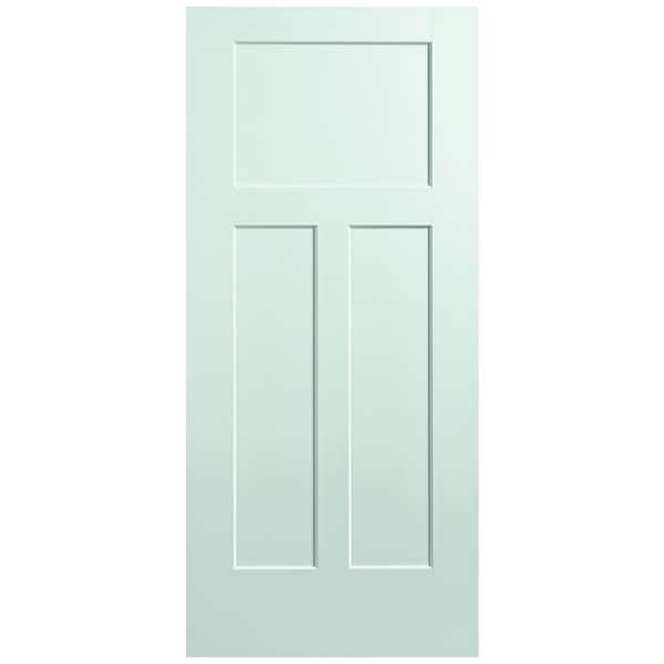 36 in. x 80 in. 3-Panel Winslow Single Bore Solid Core Sea Glass Molded Composite Interior Door Slab