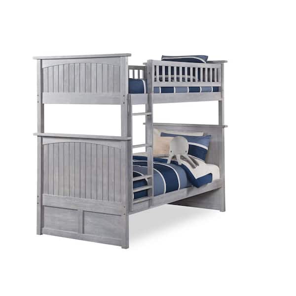 Atlantic Furniture Nantucket Bunk Bed Twin Over Twin In Driftwood Ab59108 The Home Depot