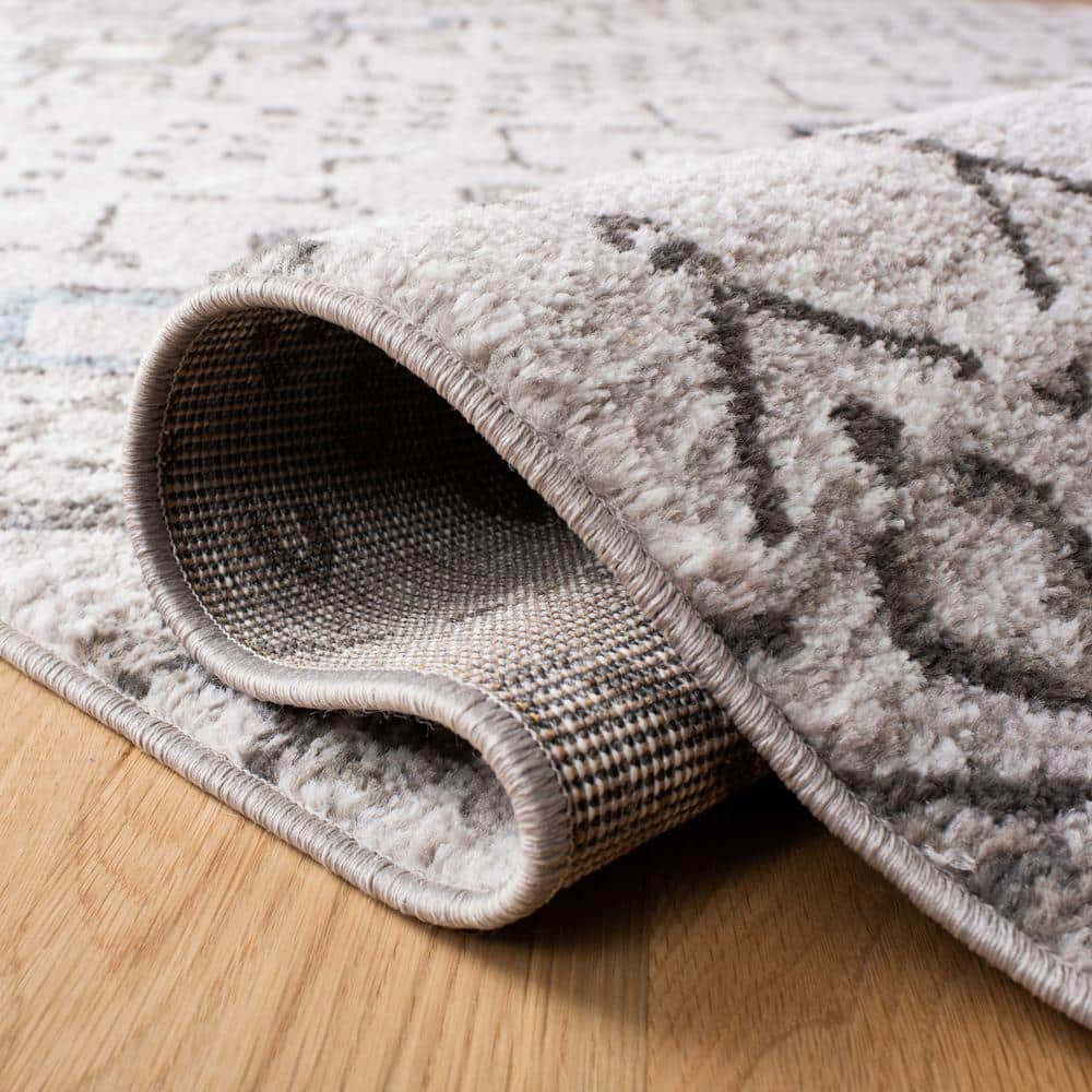 Gray Synthetic Stain-Resistant Square Rug, 9' x 9'