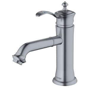 Vineyard Single Handle Single Hole Basin Bathroom Faucet with Matching Pop-Up Drain in Stainless Steel