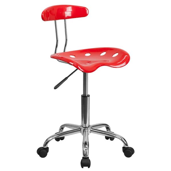 Flash Furniture Vibrant Red and Chrome Task Chair with Tractor Seat