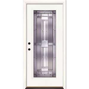 37.5 in. x 81.625 in. Preston Patina Full Lite Unfinished Smooth Right-Hand Inswing Fiberglass Prehung Front Door