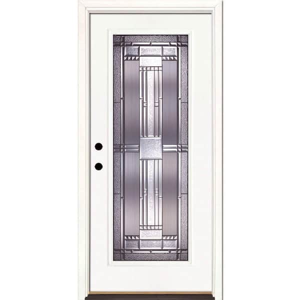 Feather River Doors 37.5 in. x 81.625 in. Preston Patina Full Lite Unfinished Smooth Right-Hand Inswing Fiberglass Prehung Front Door