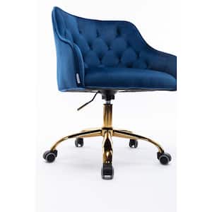 Modern 20.9 in. Blue Velvet Swivel Office Chair Leisure task chair with Adjustable Height