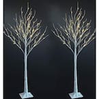 4 ft. Pre-Lit LED Birch Tree Artificial Christmas Tree with Flexible Branches and 48-Warm White LED Light (2-Pieces)