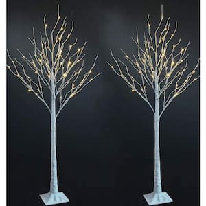 6 ft. Pre-Lit LED Birch Tree Artificial Christmas Tree with Flexible Branches and 72-Warm White LED Light (2-Pieces)