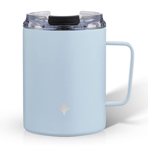 JoyJolt 12 oz. Blue Stainless Steel Vacuum Insulated Travel Coffee Mug Tumbler with Lid & Handle