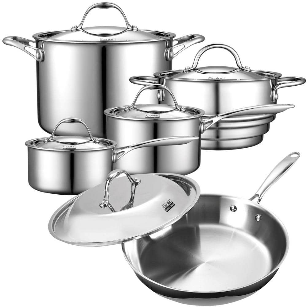 18/10 Thickened Stainless Steel Pot 12Pcs Set Pot Wood Grain