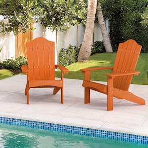 Phillida Orange Recycled HIPS Plastic Weather Resistant Reclining Outdoor Adirondack Chair Patio Fire Pit Chair(2pack)