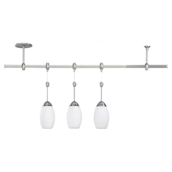 Generation Lighting Ambiance Transitions 3-Light Antique Brushed Nickel Pendant Track Lighting Kit with Opal Cased Etched Shade
