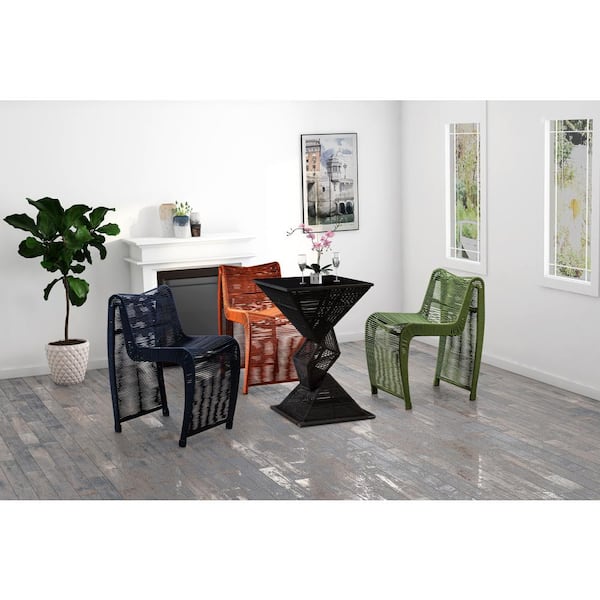 Boraam Lorenzo Black Rope Geometric Metal Pub Pedestal Dining Table Seats 2