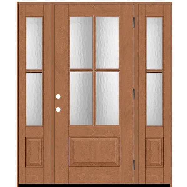 Regency 64 in. x 80 in. 3/4Lite 4SDL Oasis Deco Glass LHOS Prefinish AutumnWht Fiberglass Prehung Front Door w/2_ 12inSL
