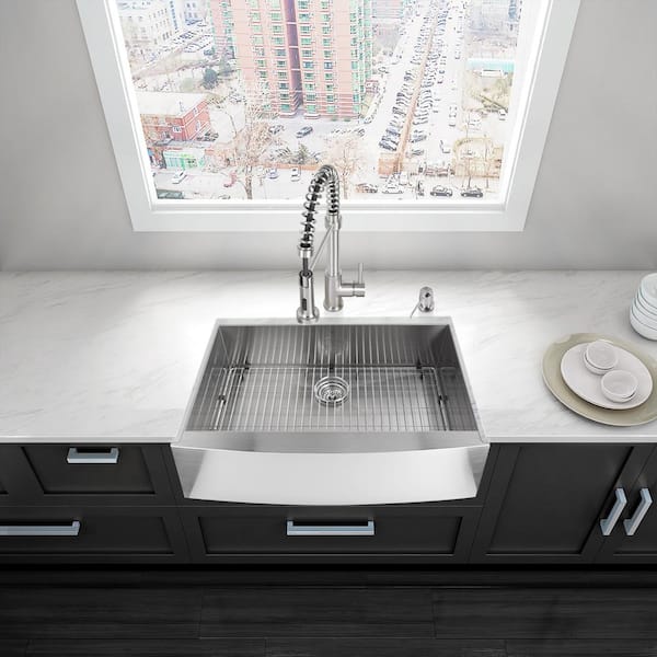 Farmhouse Apron Front Stainless Steel 30 in. Single Bowl Kitchen Sink