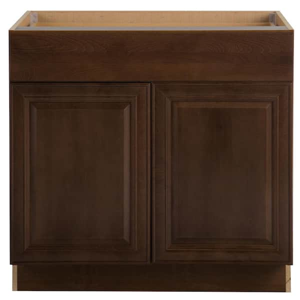 Hampton Bay Benton Assembled 36x34.5x24 in. Sink Base Cabinet in Butterscotch