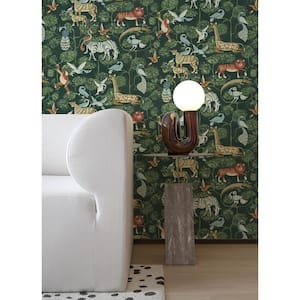 Rigby Green Jungle Animals Wallpaper Sample