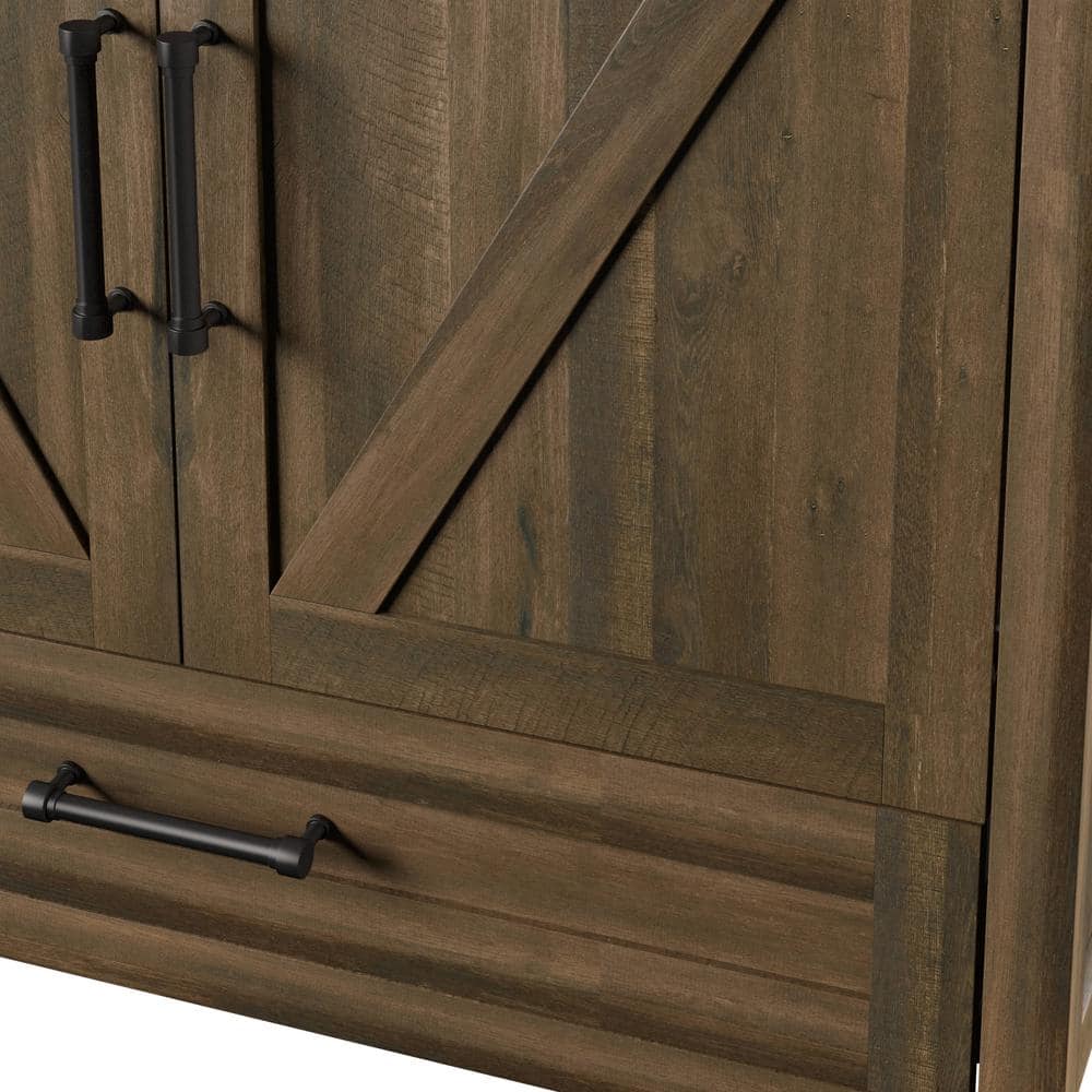 Canyon Lake Pine Double Bathroom Vanity with White Stone Top