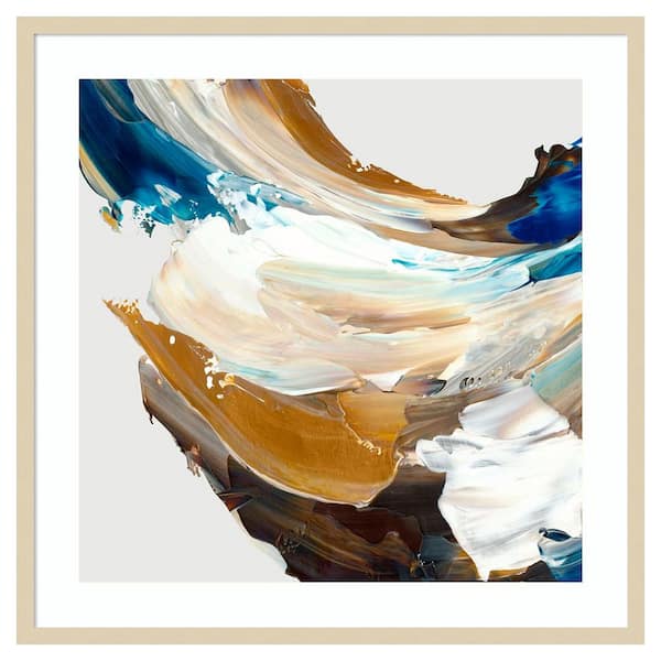 Amanti Art Crashing Blue by Jacob q 33 in. W x 33 in. H. Wood Framed Wall Art Print Framed in Brown