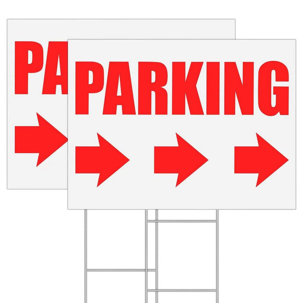 2 Pack Parking Sign Corrugated Plastic Waterproof High Contrast Graphics Metal H-Stake Outdoor Directional Arrows price history on PriceWatchPro
