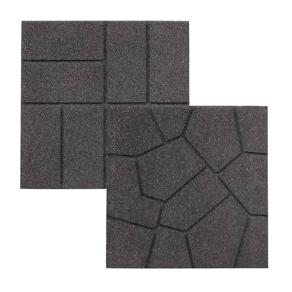 Rubberific 16 in. x 16 in. Gray Dual-Sided Rubber Paver (9-Pack)
