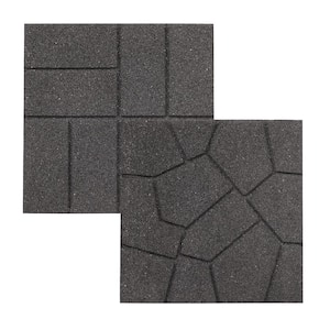 16 in. x 16 in. Gray Dual-Sided Rubber Paver (9-Pack)
