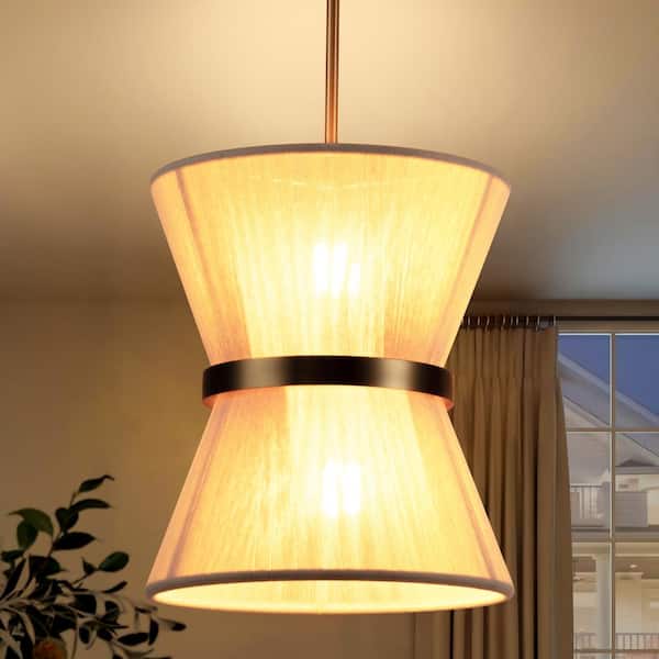Elizabeth 2-Light White Hand-Wrapped Rope Cone Pendant Light