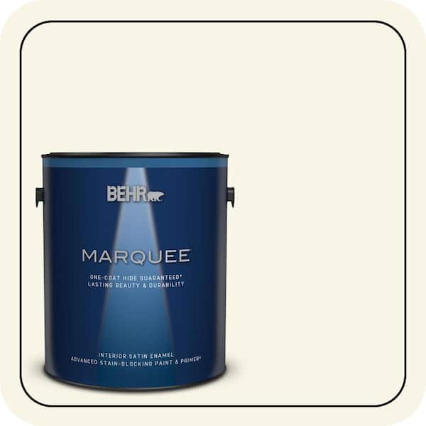 BEHR MARQUEE 1 gal. #W-D-700 Powdered Snow Satin Enamel Interior Paint & Primer