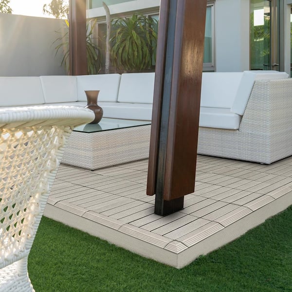 CREATIVE SURFACES 1 ft. x 1 ft. Composite Deck Tile in Star Gray CREATIVE SURFACES 1 ft. x 1 ft. Composite Deck Tile in Star Gray