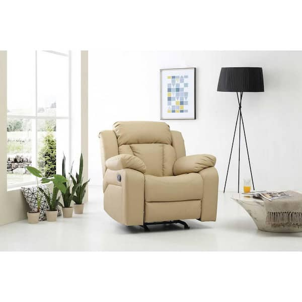 Cream faux discount leather recliner chair