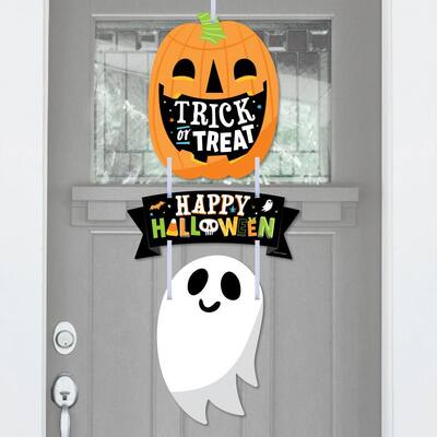 Vanthylit Set of 2 Hanging Ghosts Halloween Outdoor Decoration with 80 Cool White LED Lights Spooky Lighted Windsock for Halloween Party Patio Yard Porch 