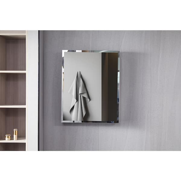 TaiMei 24 in. W x 30 in. H Medium Silver Rectangular Aluminum Recessed/Surface Mount Medicine Cabinet with Mirror