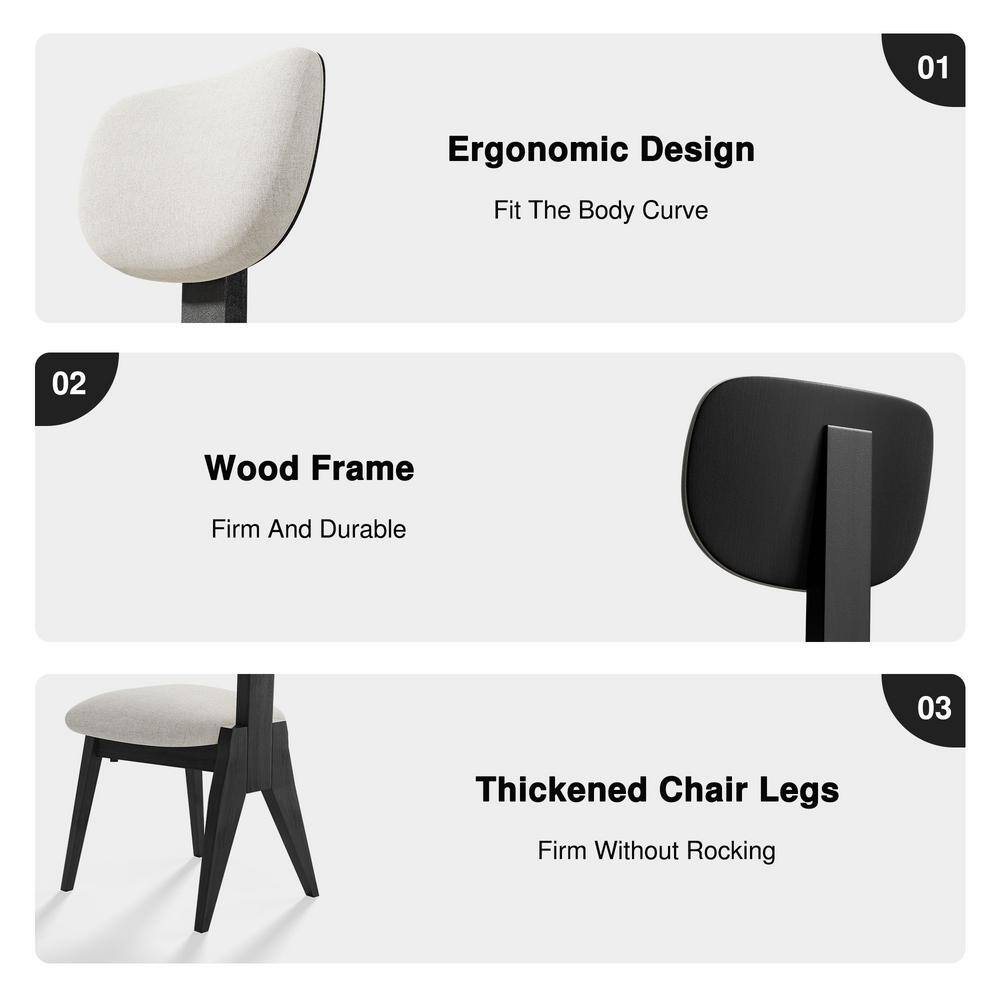 Black Upholstered Low Back Side Chair with Wood Frame