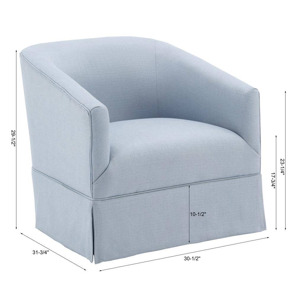 Sky Blue Barrel Swivel Accent Chair with Skirt
