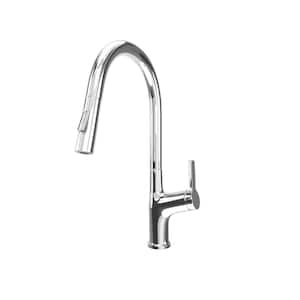 Single Handle Deck Mount Pull Down Sprayer Kitchen Faucet in Polished Chrome